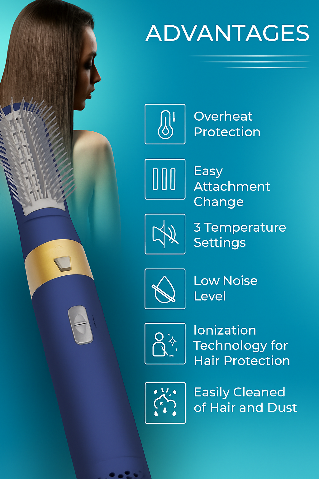 5-in-1 Hair Styler & Blow Dryer with Nozzles