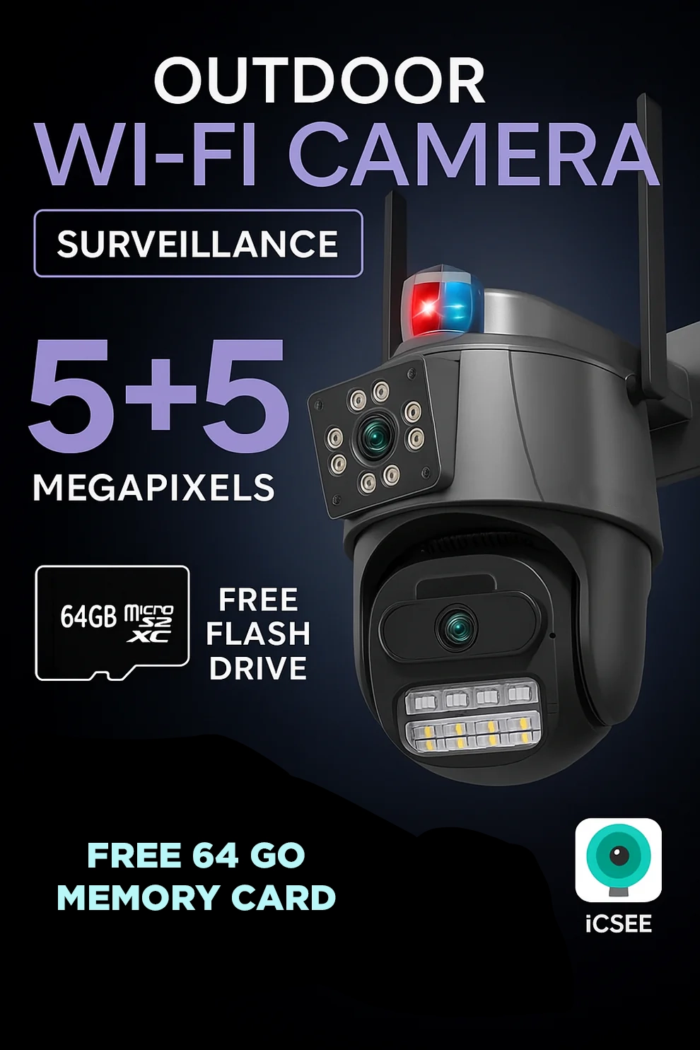 Outdoor Surveillance Wi-Fi Camera with Alarm