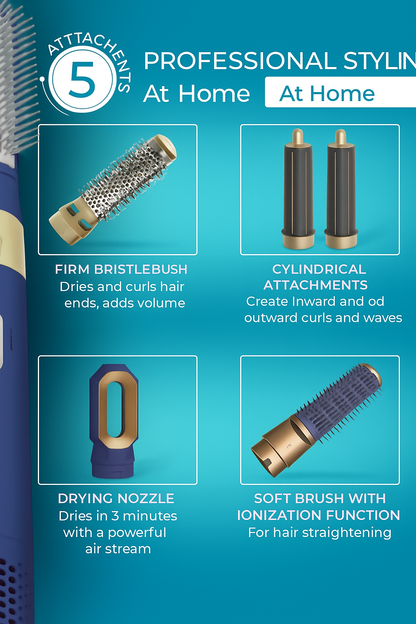 5-in-1 Hair Styler & Blow Dryer with Nozzles