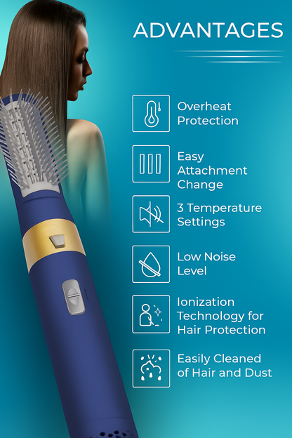 5-in-1 Hair Styler & Blow Dryer with Nozzles