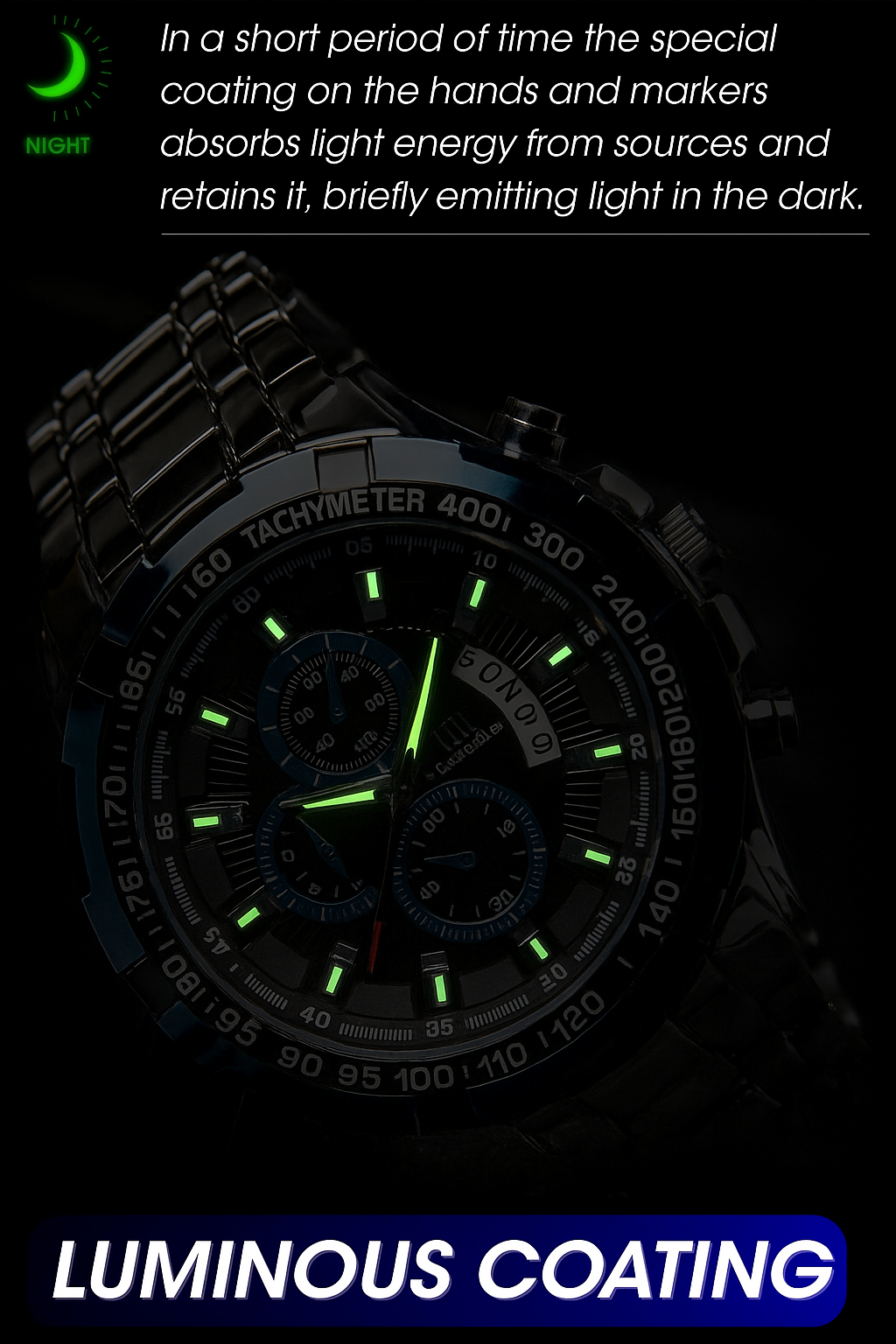 Men’s Stainless Steel Quartz Watch – Classic Chronograph & Gift Bracelet Set