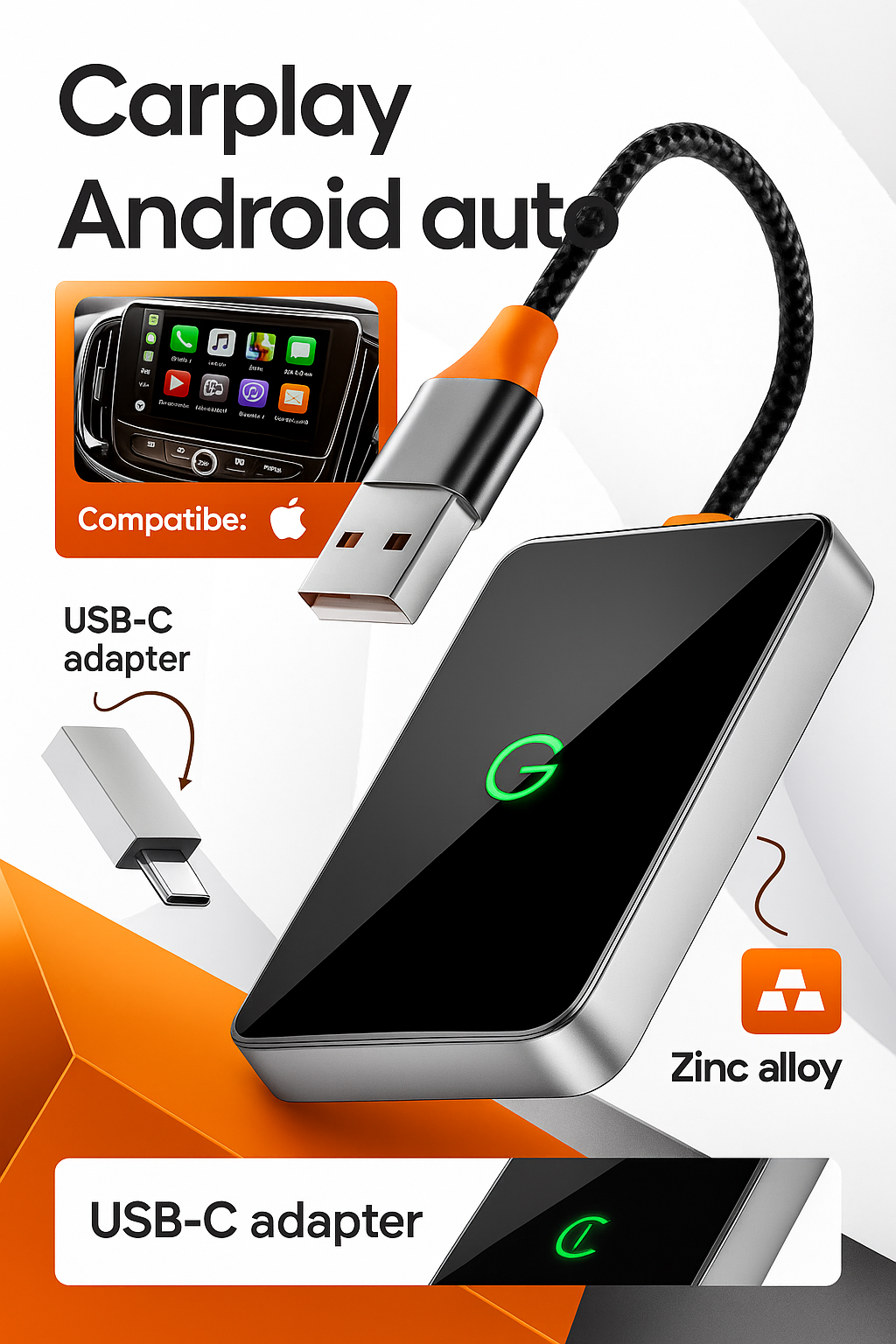 FIZI BOX 2-in-1 Wireless CarPlay & Android Auto Adapter
