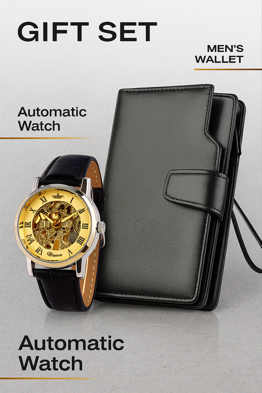 Men’s Luxury Gift Set – Automatic Watch & Premium Wallet Combo
