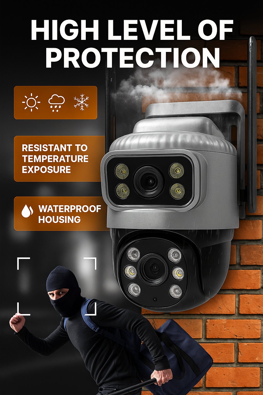 Outdoor Security Camera with Night Vision – Wireless, Cloud/SD Storage & Mobile Alerts